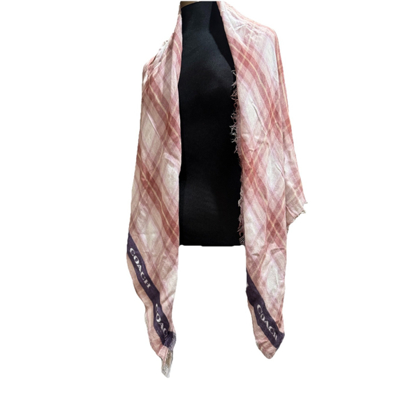 Coach Plaid Pink/ Purple/White Scarf/Shawl - Picture 2 of 9